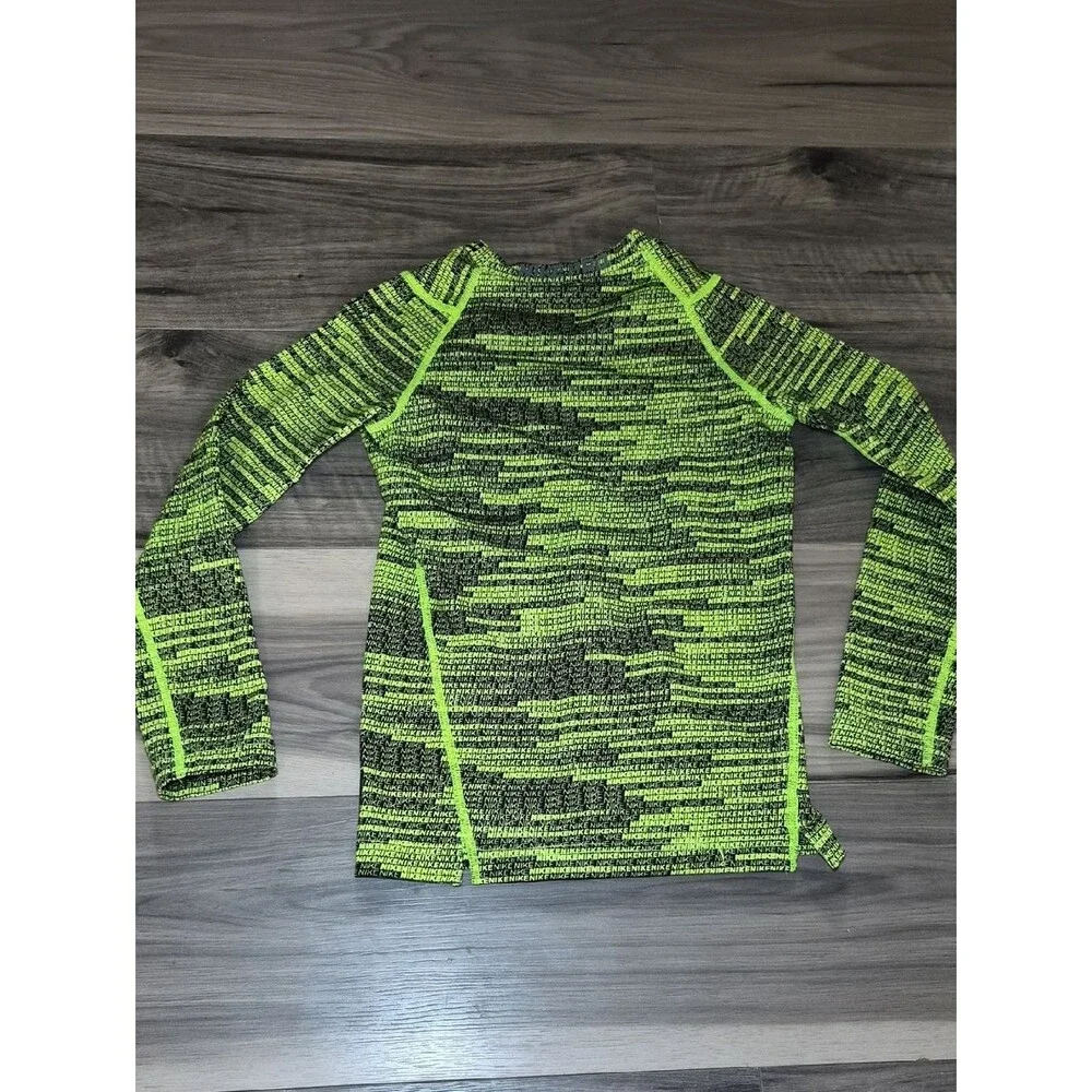 Nike Kids Neon Green & Black Long Sleeve Swim Rashguard